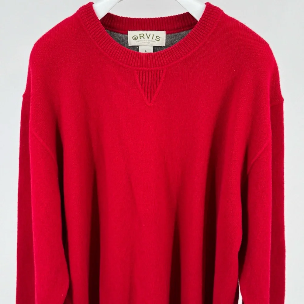 Orvis Men’s 100% Lambswool Red Crewneck Sweater Size L